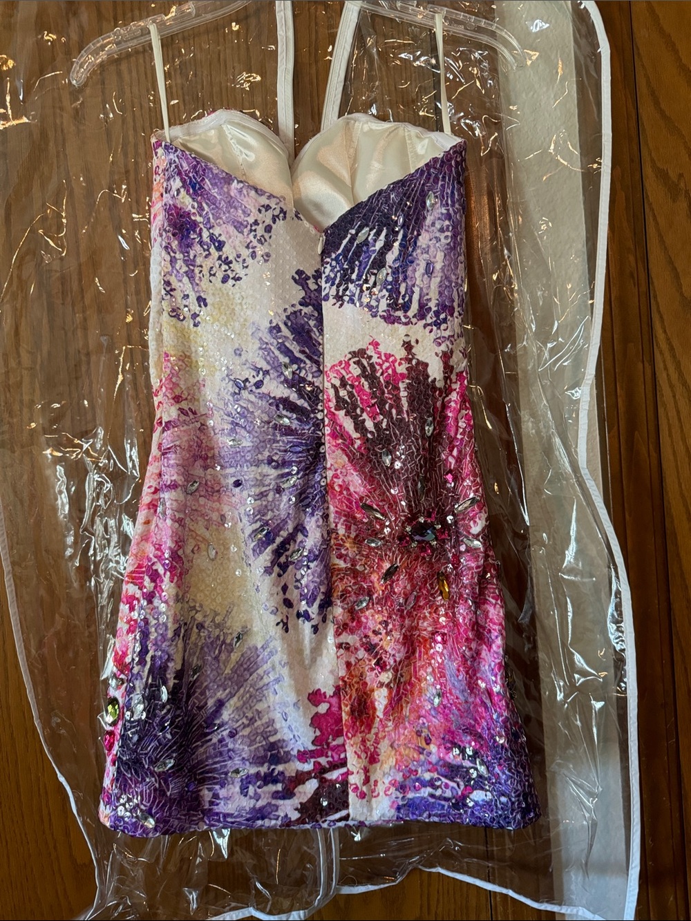 2011 Jovani Pink Purple Multi-Sequin Strapless Prom Dress - altered - Picture 2 of 4